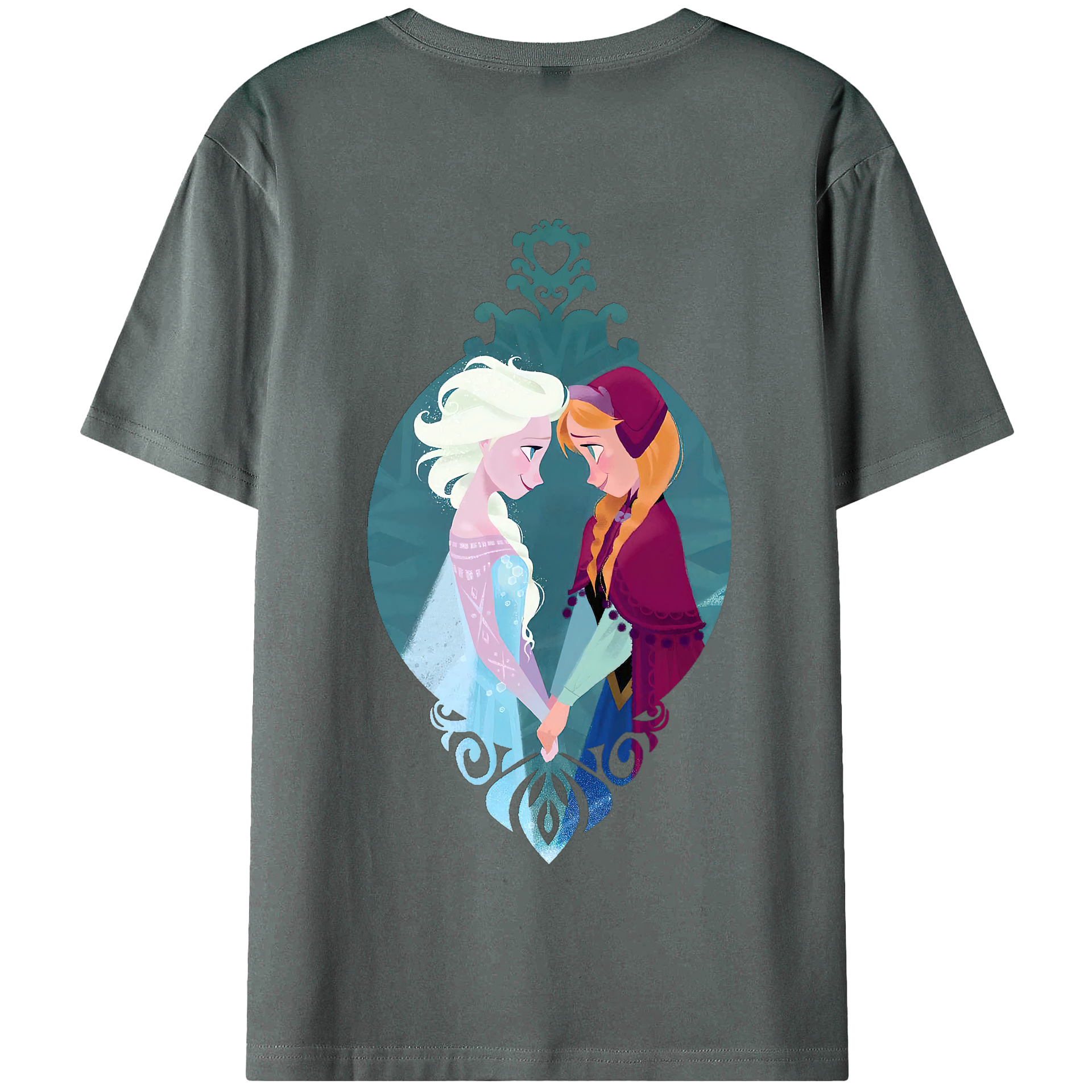 （画像用） アナと雪の女王 アンナ エルサ Frozen Anna Elsa 綿100％半袖Tシャツ（背面プリント）
